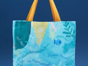 Tote Bag front view with design of the Caribbean Sea Puerto Rico